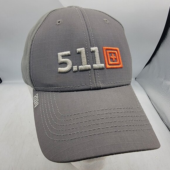 5.11 Tactical Gray Adjustable Cap With Orange Logo Embroidery Casual Outdoors - Picture 1 of 9